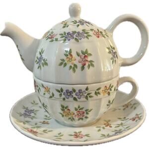 Andrea by Sadek 4 Piece Floral Tea for One Set